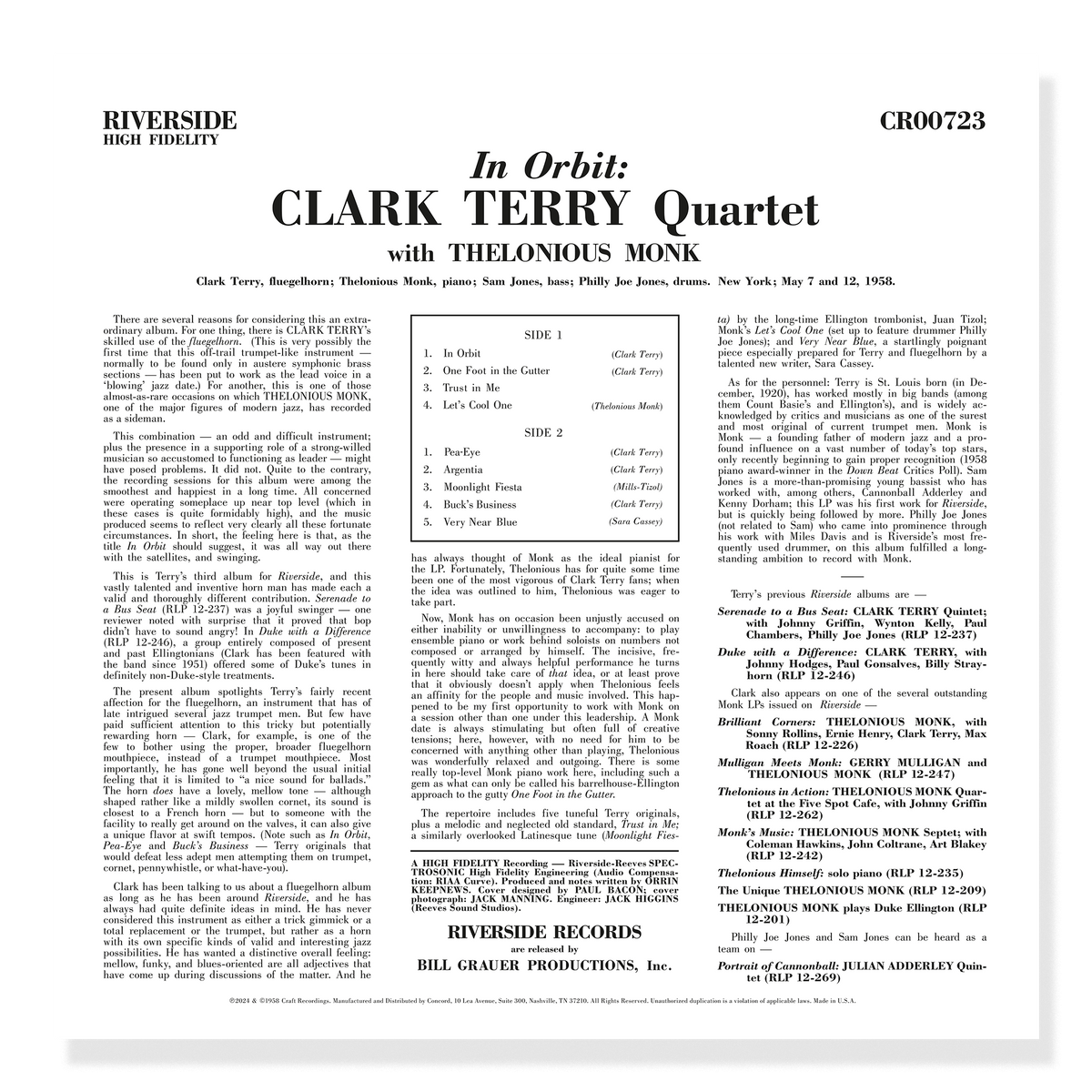 Clark Terry & Thelonious Monk - In Orbit (Série Original Jazz Classics)