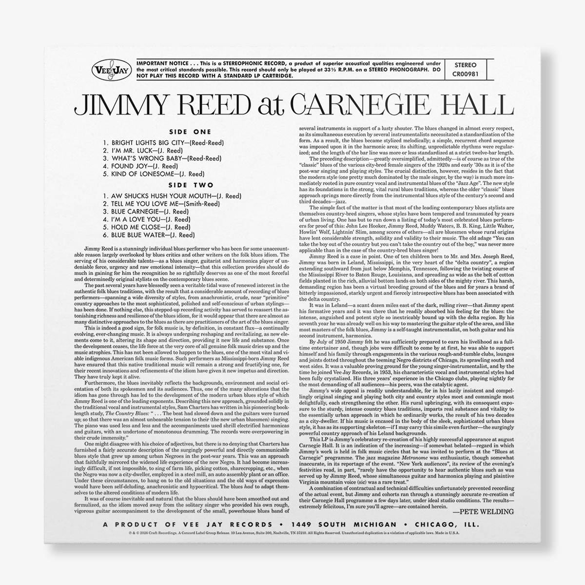 Jimmy Reed - Jimmy Reed At Carnegie Hall (Collection Bluesville)